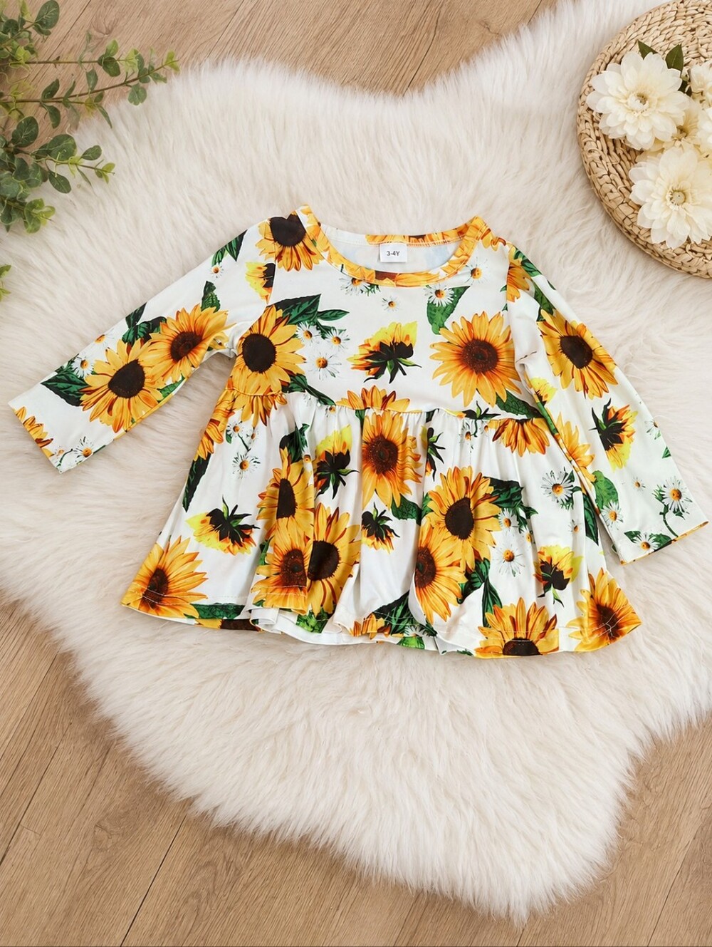 Sunflower Print Toddler Dress | Size 3–4Y | Unbranded | Excellent Condition